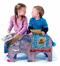 boy and girl with elephant chair